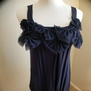 Navy blue floral detail tank top